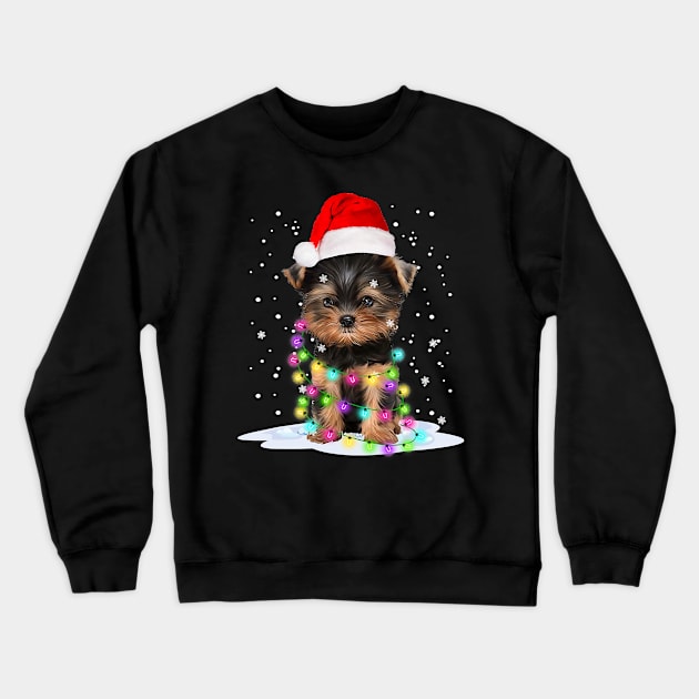 Yorkshire Terrier Dog Light Christmas Crewneck Sweatshirt by IainDodes